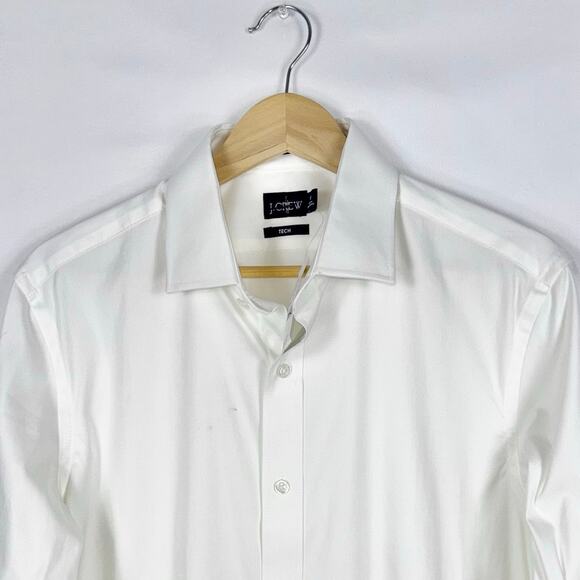 J Crew Men's Bowery Performance Stretch Dress Shirt Medium White Slim Fit - Picture 4 of 16